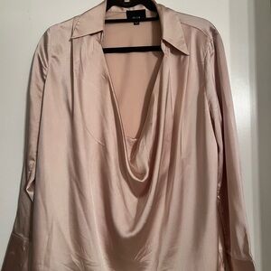 Vici Champagne Satin Drape Blouse